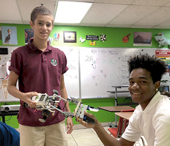 Allison Academy students with robots