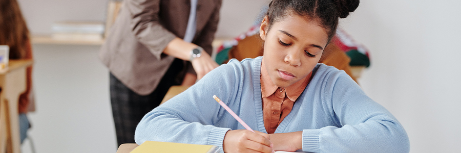 students learning in class