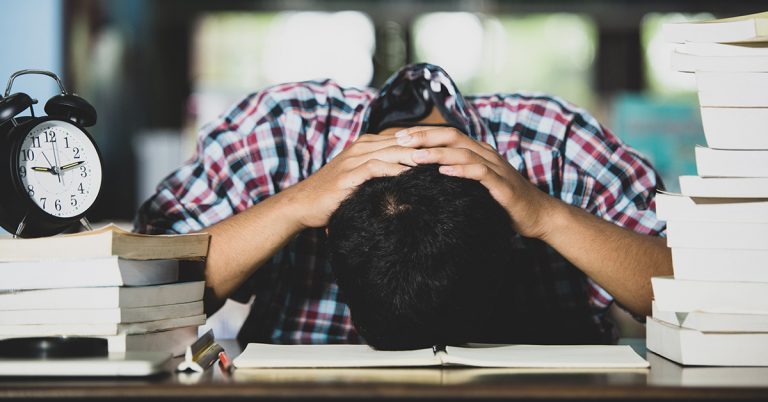 student tired of learning