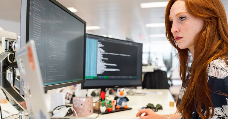 young woman programming
