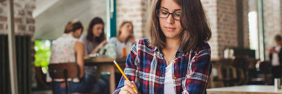 Young student learning
