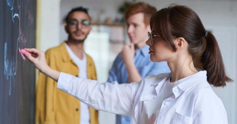 three students working together