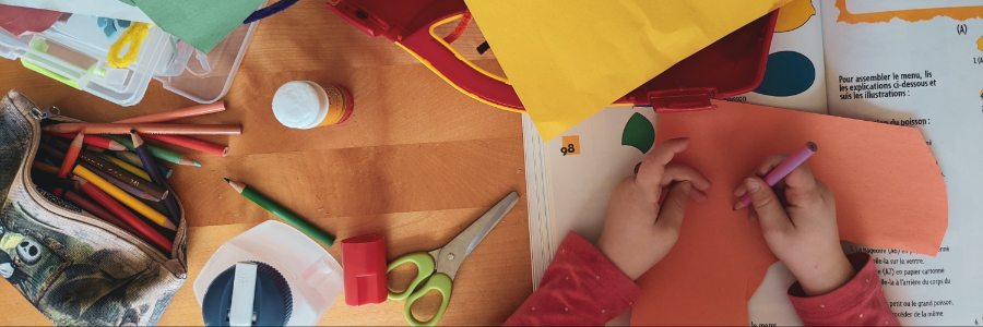 A child learning and drawing