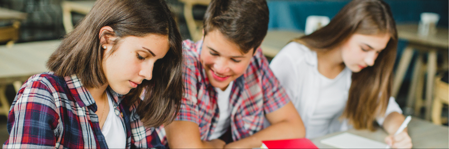 High school students studying