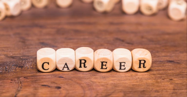 Wooden cubes spelling career