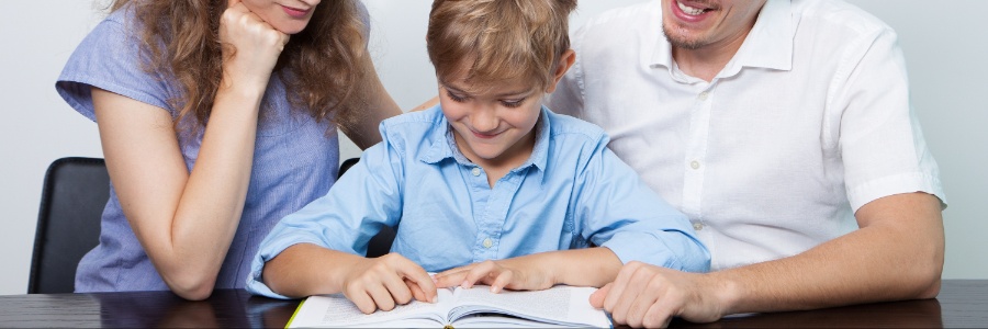 Parents helping child study
