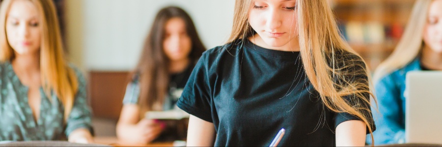 High school students at the exam