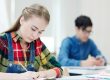 A girl and a boy at the exam