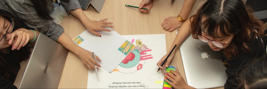 School kids working on a project