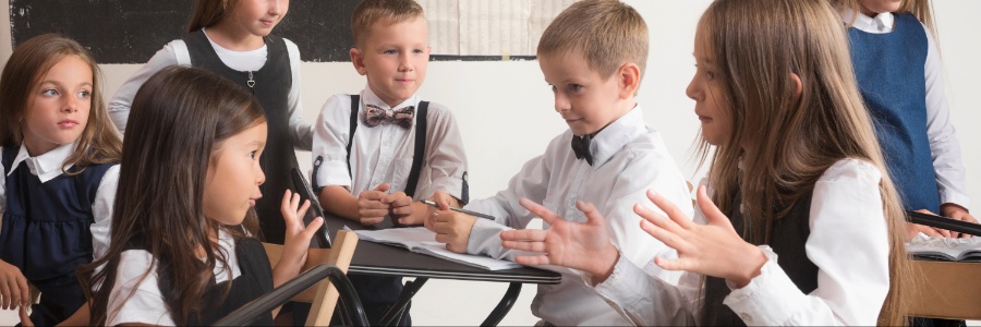 Kids talking in the classroom