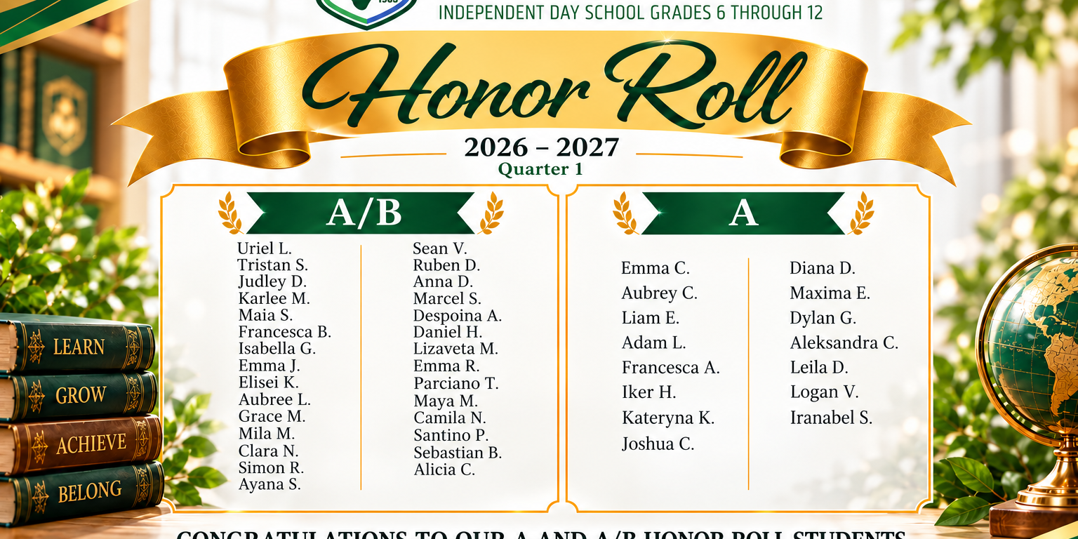 Honor Roll 2026–2027 Quarter 1 Banner